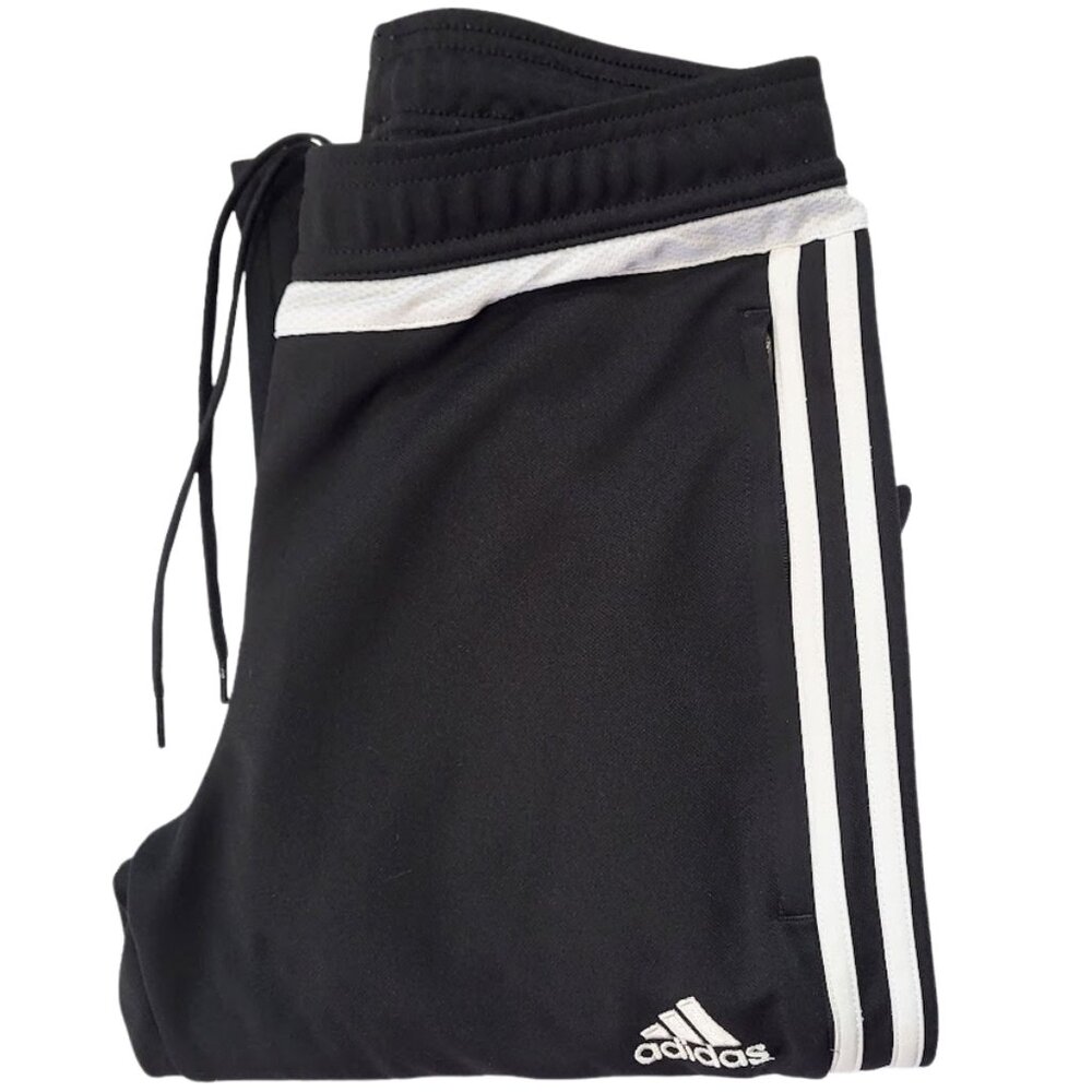 ADIDAS Black & White Striped Track Pants With Zip Legs- Women's XS (4-6) - Picture 3 of 6